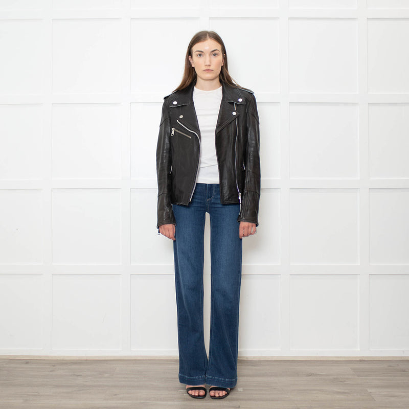 Victoria Beckham Black Lamb Skin Biker Jacket