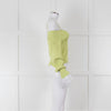 Self Portrait Light Green Rib Knit Fitted Cropped Jumper