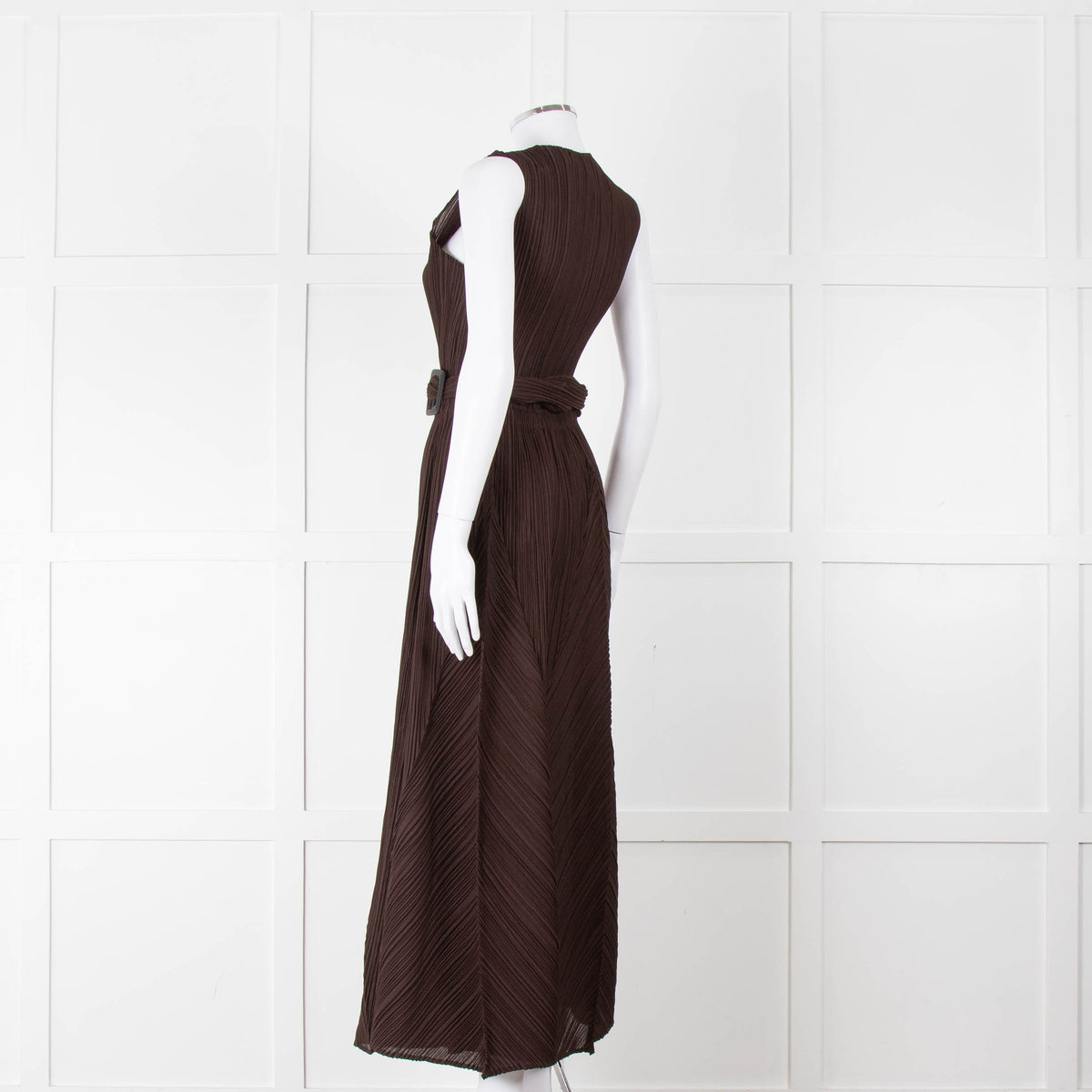 Adolfo Dominguez Brown Micro Pleat Jumpsuit