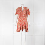 Sandro Red Paisley Print Fit And Flare Dress