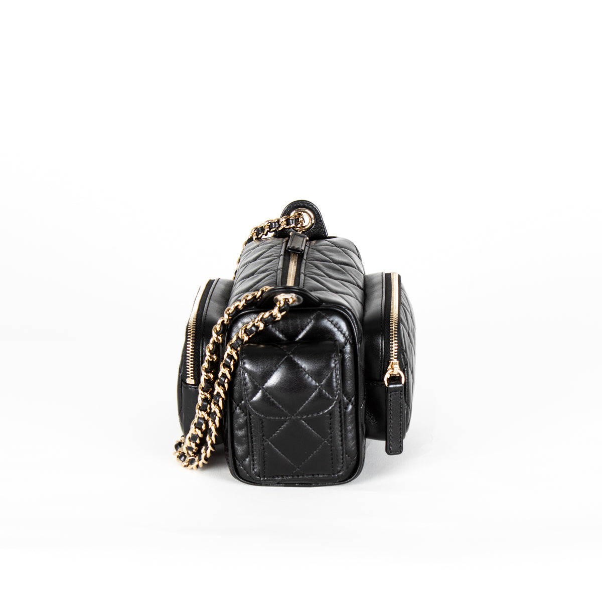 Chanel Black Quilted Small Multi Pockets Camera Bag