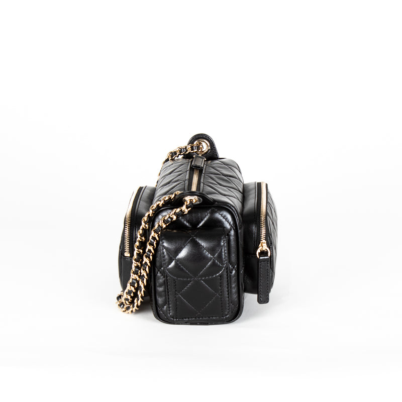 Chanel Black Quilted Small Multi Pockets Camera Bag