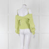 Self Portrait Light Green Rib Knit Fitted Cropped Jumper