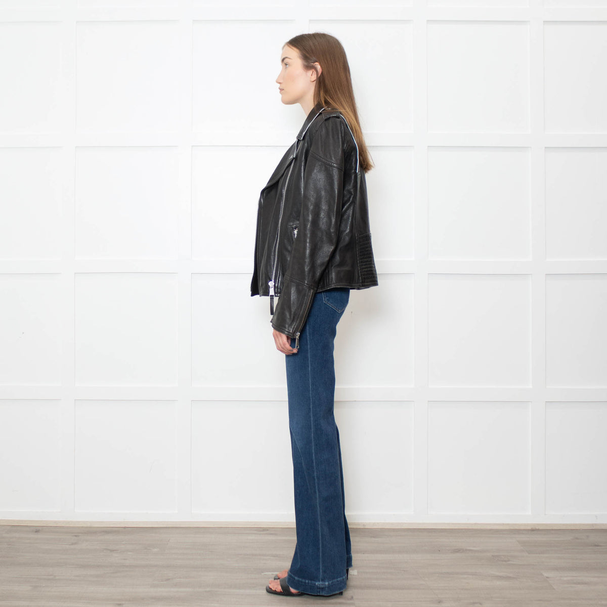 Victoria Beckham Black Lamb Skin Biker Jacket