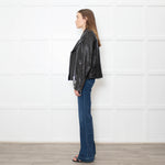 Victoria Beckham Black Lamb Skin Biker Jacket