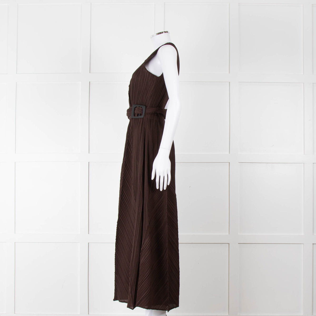 Adolfo Dominguez Brown Micro Pleat Jumpsuit