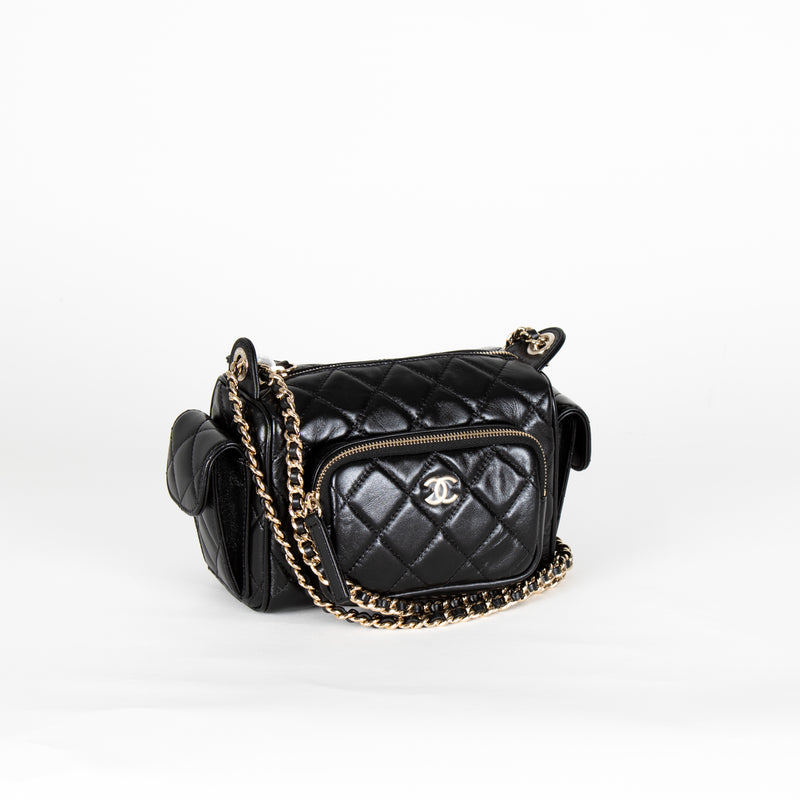 Chanel Black Quilted Small Multi Pockets Camera Bag