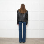 Victoria Beckham Black Lamb Skin Biker Jacket