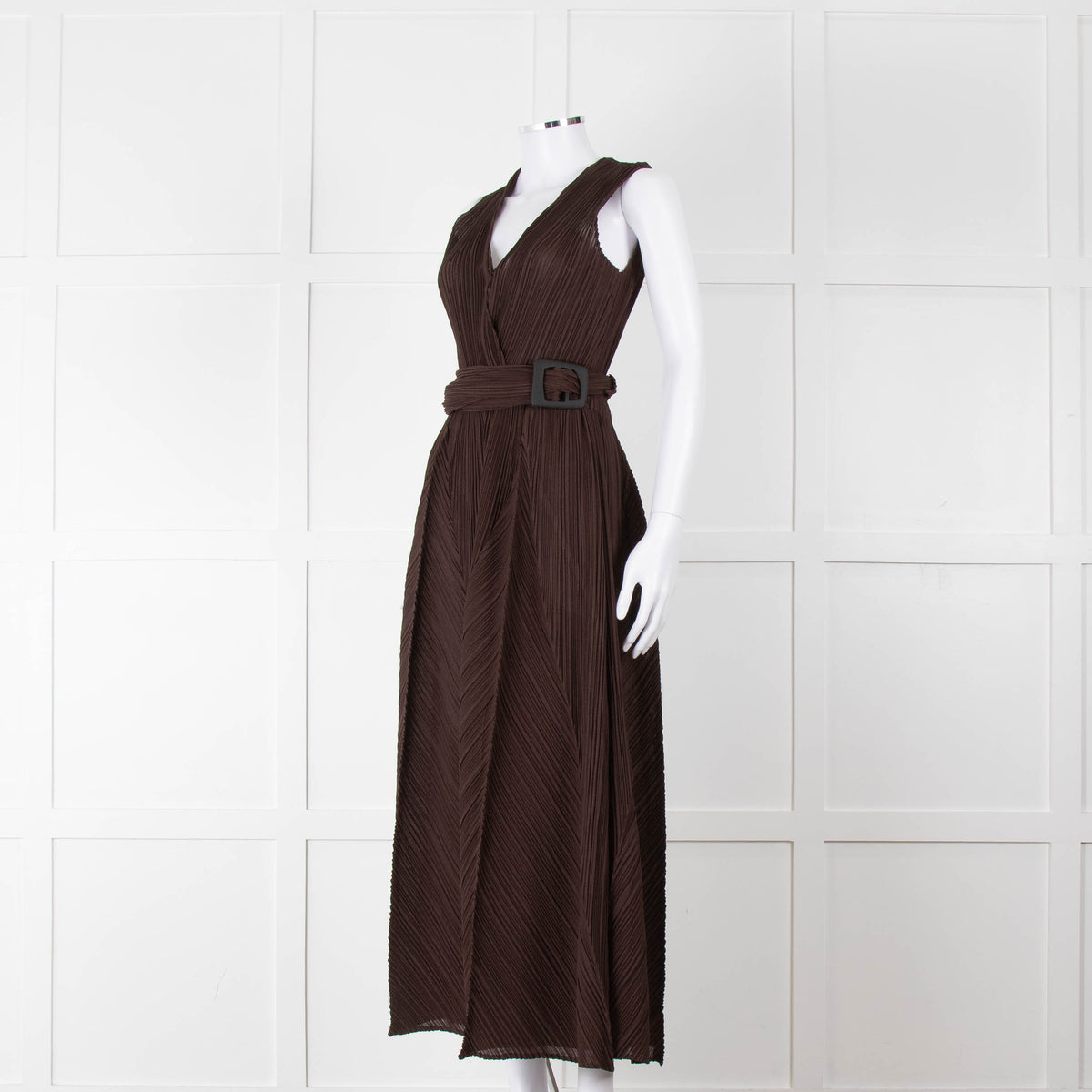 Adolfo Dominguez Brown Micro Pleat Jumpsuit