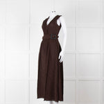 Adolfo Dominguez Brown Micro Pleat Jumpsuit