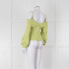 Self Portrait Light Green Rib Knit Fitted Cropped Jumper