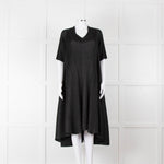 Pleats Please Black Plisse V Neck Dress with Short Sleeves
