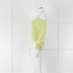 Self Portrait Light Green Rib Knit Fitted Cropped Jumper