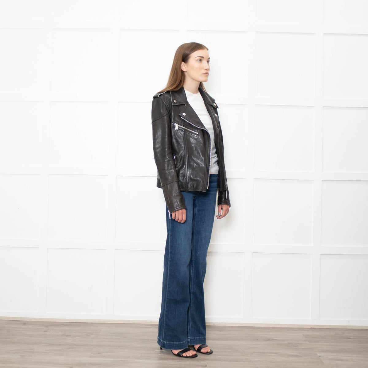Victoria Beckham Black Lamb Skin Biker Jacket