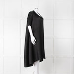 Pleats Please Black Plisse V Neck Dress with Short Sleeves