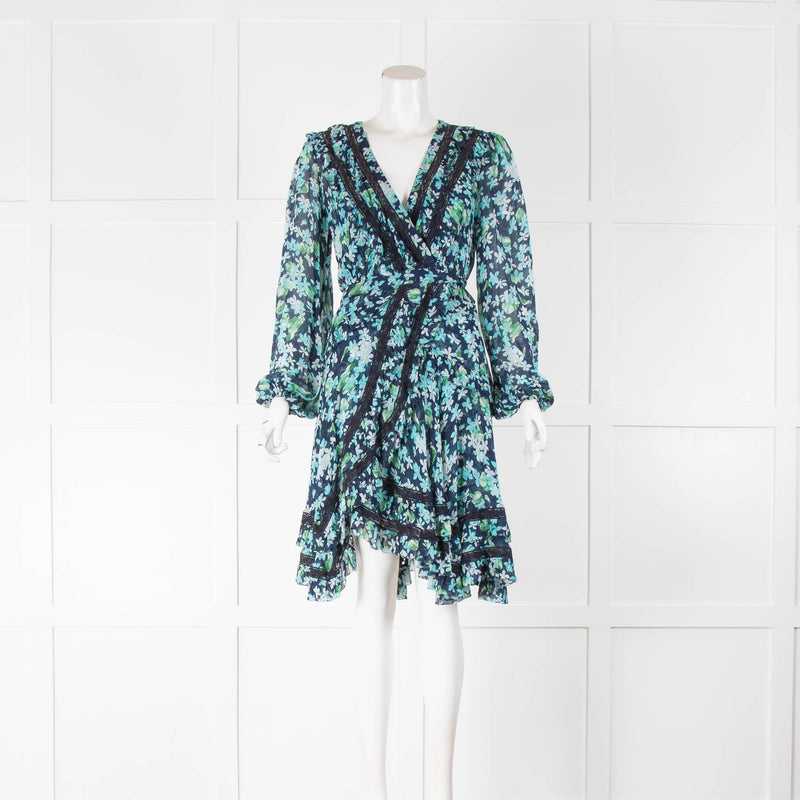 Zimmermann Blue Floral Wrap Dress