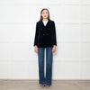Sandro Blue Velvet Double Breasted Blazer