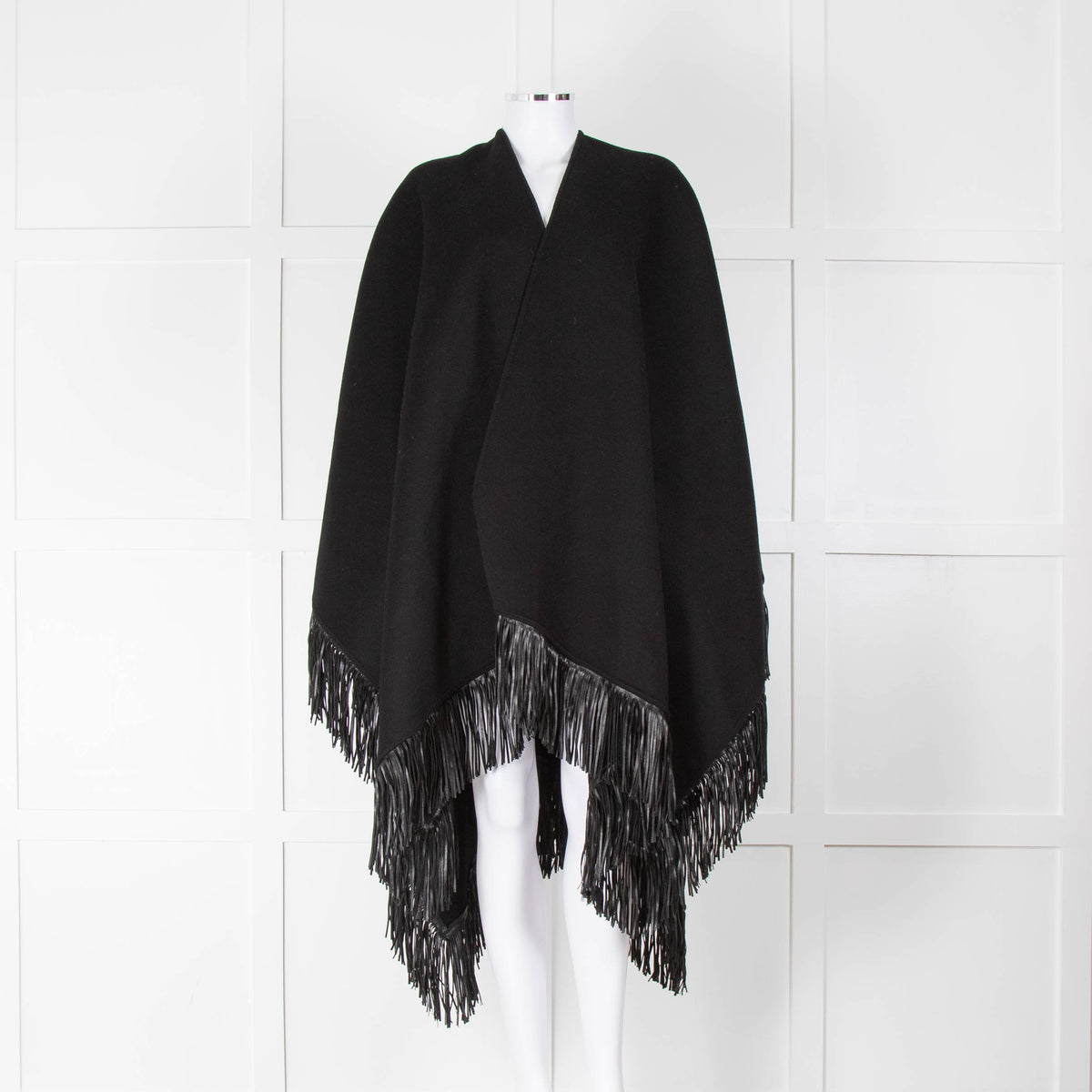 Joseph Black Wool Cape with Tassels