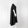 Pleats Please Black Plisse V Neck Dress with Short Sleeves