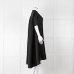Pleats Please Black Plisse V Neck Dress with Short Sleeves