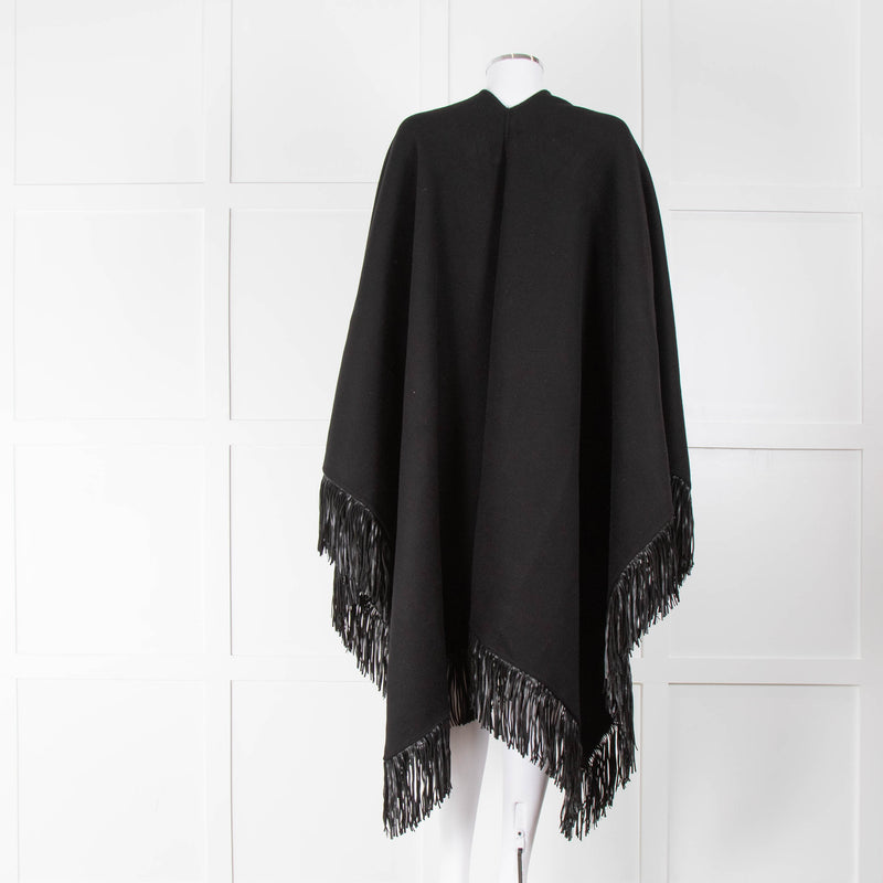 Joseph Black Wool Cape with Tassels