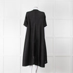 Pleats Please Black Plisse V Neck Dress with Short Sleeves