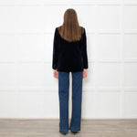 Sandro Blue Velvet Double Breasted Blazer