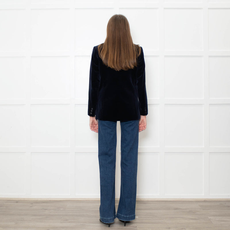 Sandro Blue Velvet Double Breasted Blazer