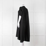 Pleats Please Black Plisse V Neck Dress with Short Sleeves