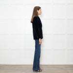 Sandro Blue Velvet Double Breasted Blazer
