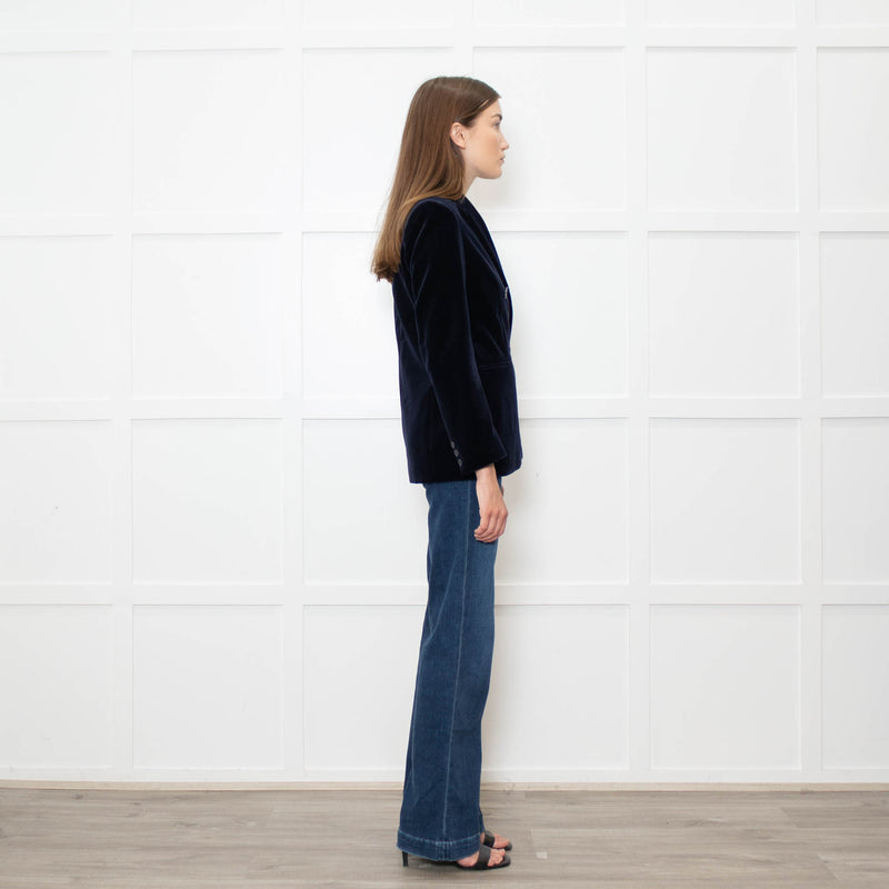 Sandro Blue Velvet Double Breasted Blazer