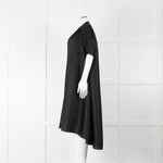 Pleats Please Black Plisse V Neck Dress with Short Sleeves