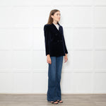 Sandro Blue Velvet Double Breasted Blazer