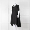 Pleats Please Black Plisse V Neck Dress with Short Sleeves
