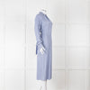 Tibi Belted Striped Poplin Midi Dress In Blue Stripe