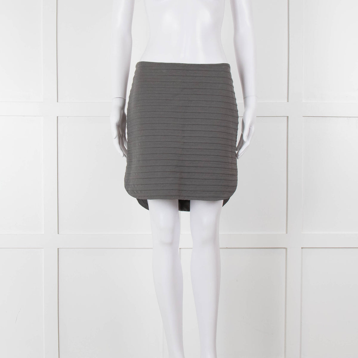 Brunello Cucinelli Grey Striped Cotton Mini Skirt