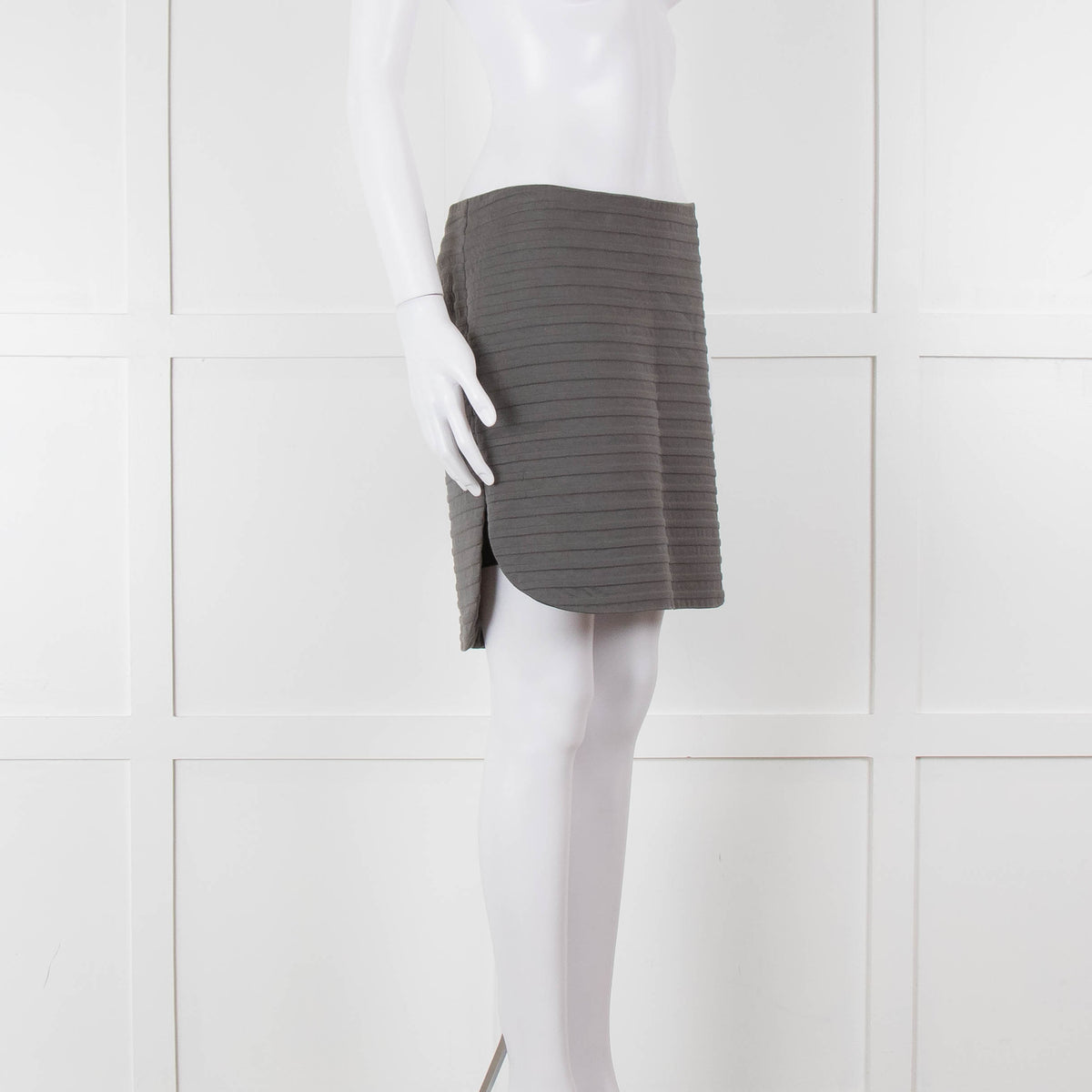 Brunello Cucinelli Grey Striped Cotton Mini Skirt