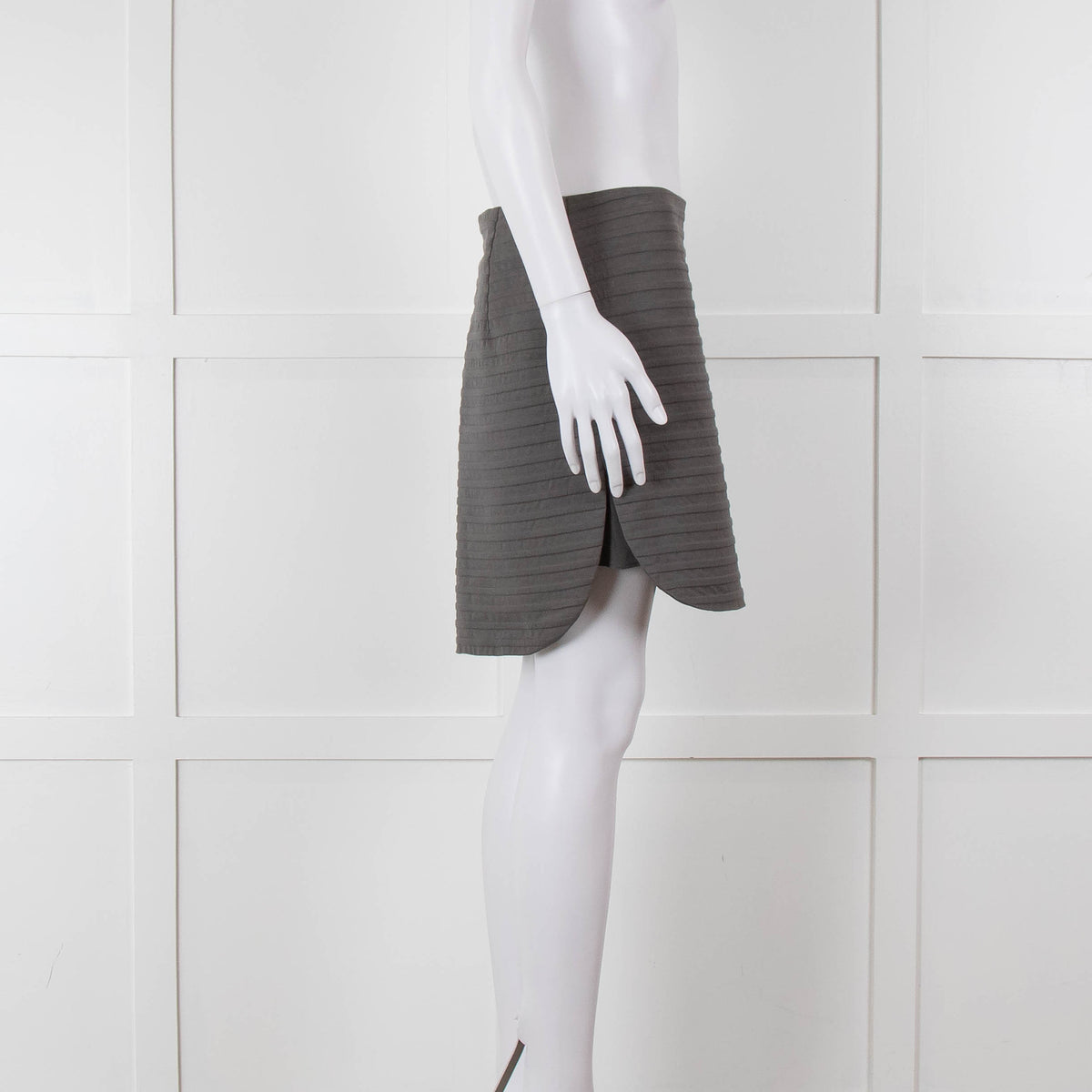 Brunello Cucinelli Grey Striped Cotton Mini Skirt