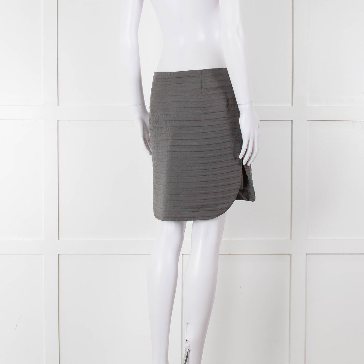 Brunello Cucinelli Grey Striped Cotton Mini Skirt