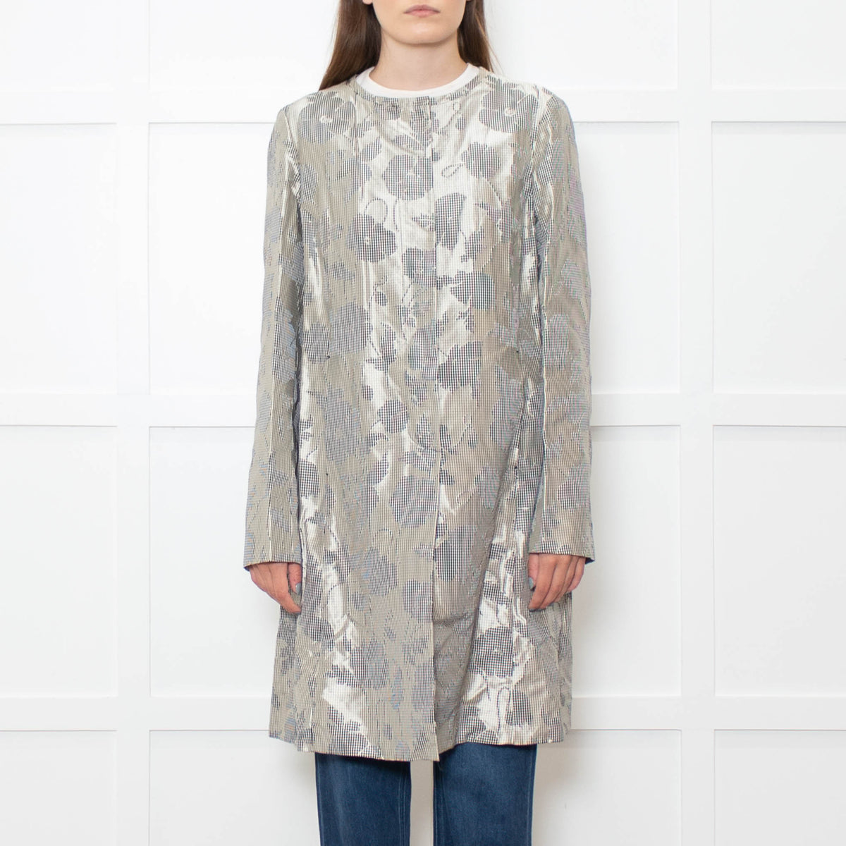 Sportmax Metallic Black Floral Jacquard Coat