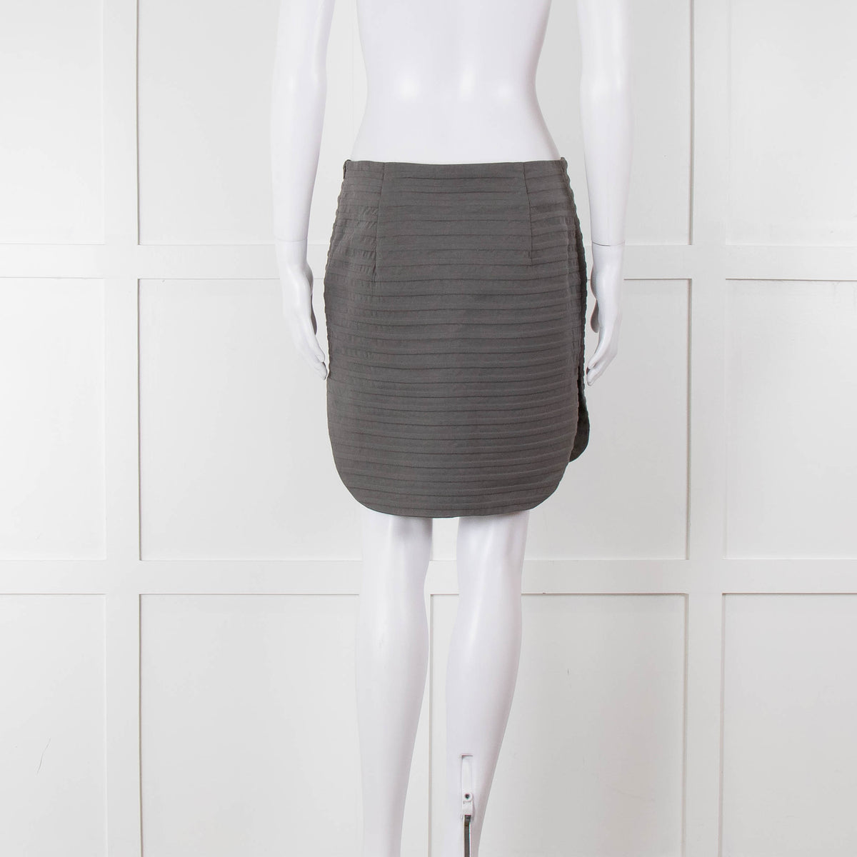 Brunello Cucinelli Grey Striped Cotton Mini Skirt