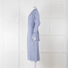 Tibi Belted Striped Poplin Midi Dress In Blue Stripe