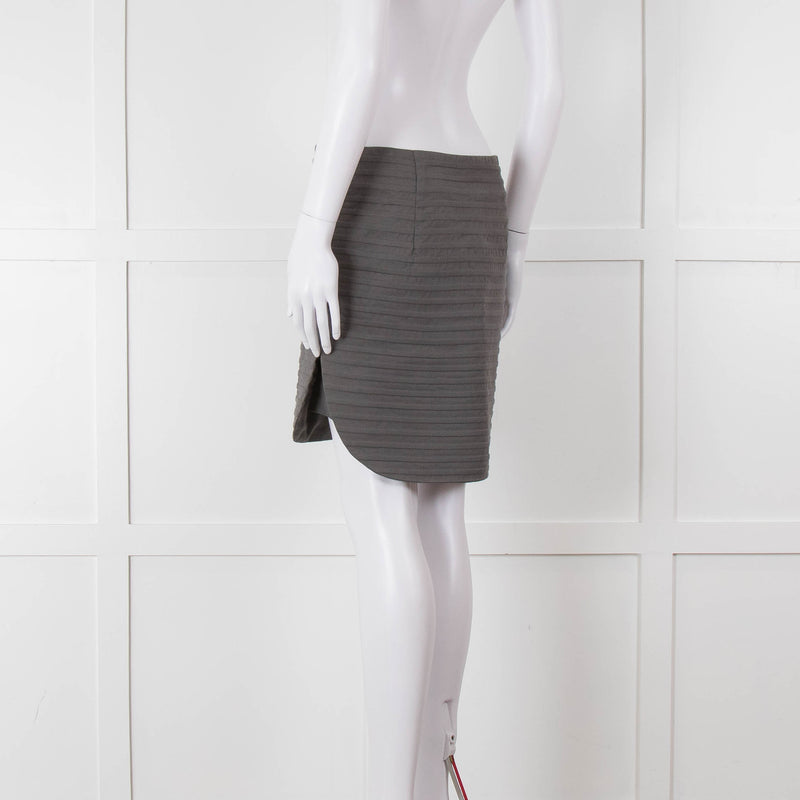 Brunello Cucinelli Grey Striped Cotton Mini Skirt