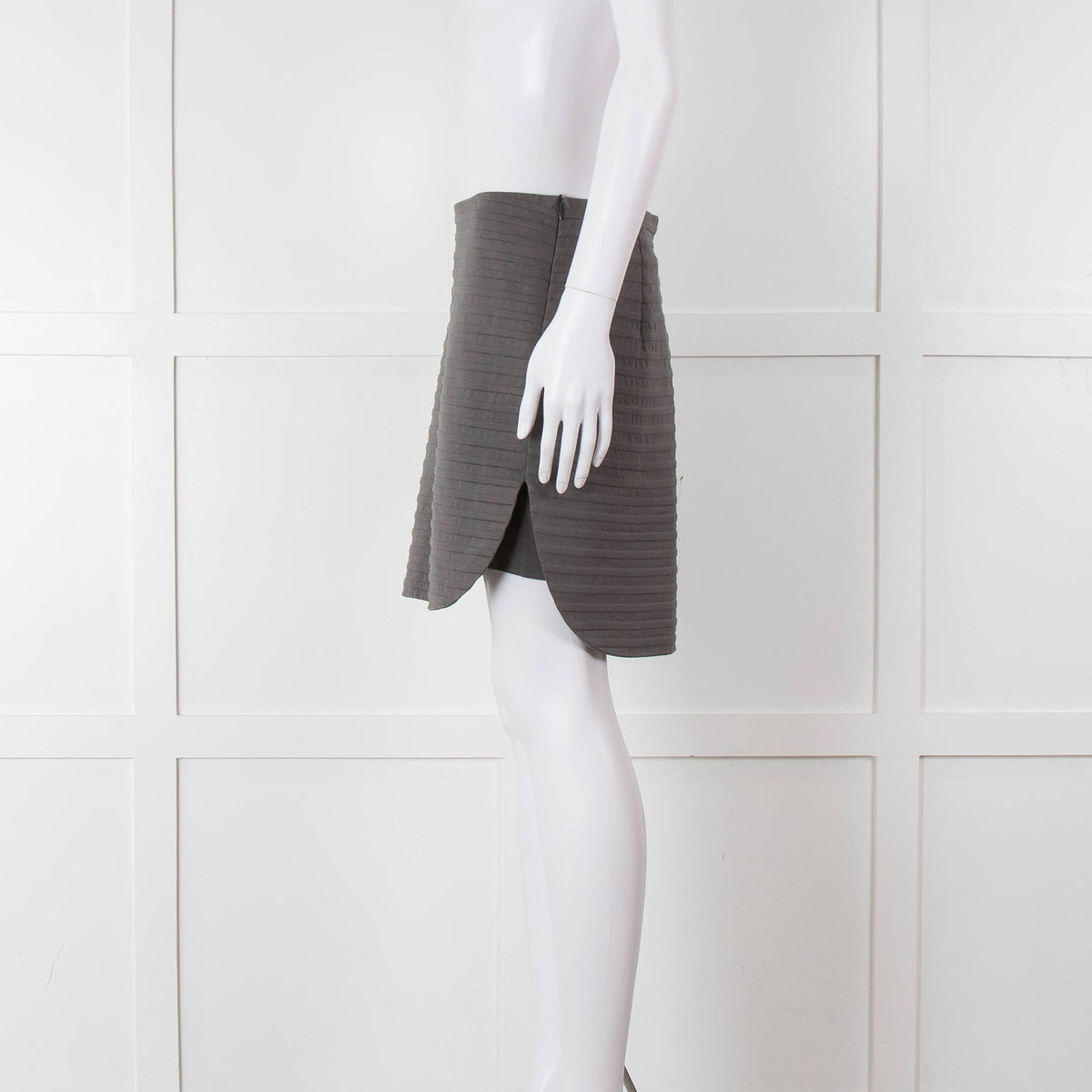 Brunello Cucinelli Grey Striped Cotton Mini Skirt