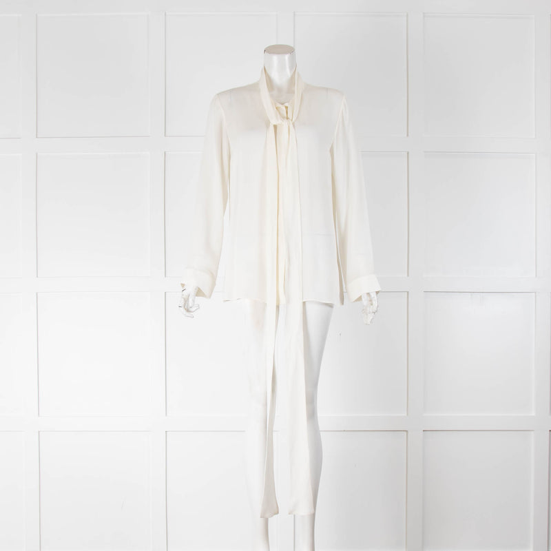 Khaite Cream Silk Blouse With Neck Tie
