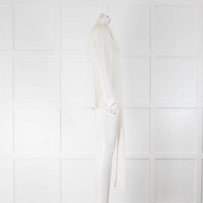Khaite Cream Silk Blouse With Neck Tie
