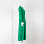 Maje Green Flowy Long Sleeve Midi Dress
