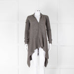 Rick Owens Grey Wool Waterfall Cardigan