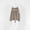 Ottod'Ame Khaki Pinstripe Contrast Velvet Strap Top
