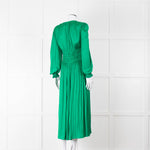 Maje Green Flowy Long Sleeve Midi Dress